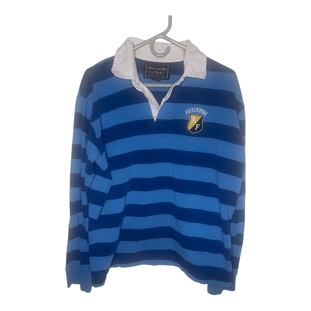 Abercrombie & Fitch Navy and Sky Blue Rugby Shirt